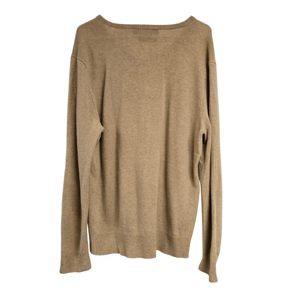 Polo Ralph‎ Lauren V-Neck Knit Sweater Tan 100% Lambswool Classic Men's Size L